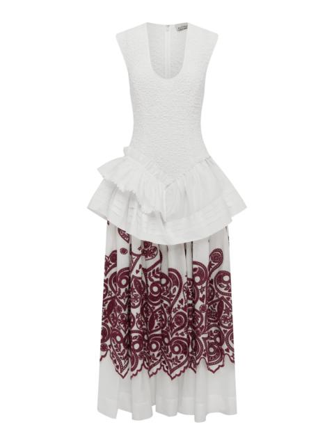 ALÉMAIS Bobby V Neck Embroidered Midi Dress