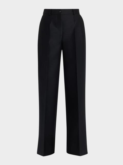 Dolce & Gabbana Faille Heavy Wool-Blend Pintuck Trousers