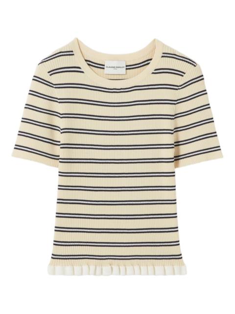 Claudie Pierlot striped ruffled-hem T-shirt