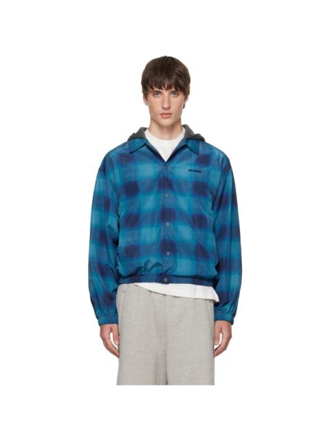 We11done Blue Check Coach Jacket
