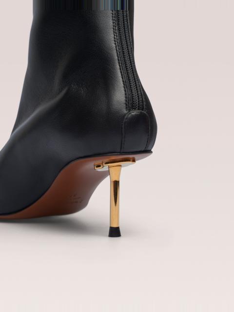 TALLI - Elongated square toe booties with metal heels - Black