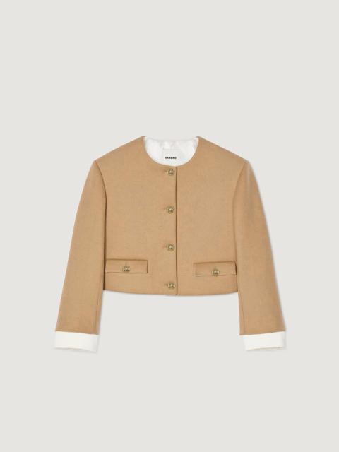 Sandro CROPPED WOOL-BLEND JACKET