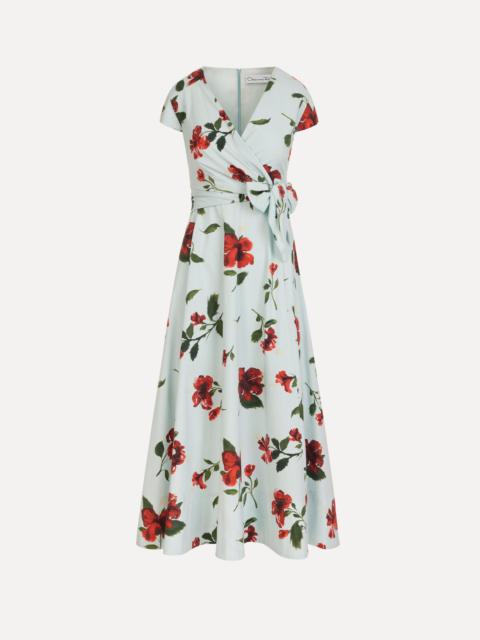 Oscar de la Renta HIBISCUS COTTON POPLIN WRAP DRESS