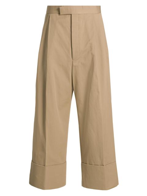 Thom Browne Men's Cotton Gabardine Wide-Leg Trousers - Khaki