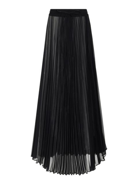 Pleated Chiffon Midi Skirt black