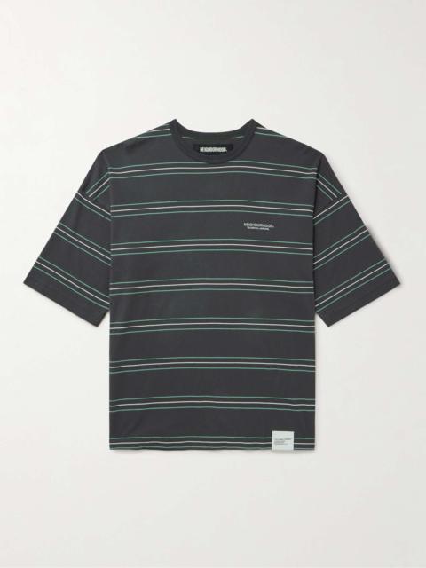 Oversized Logo-Embroidered Striped Cotton-Jersey T-Shirt