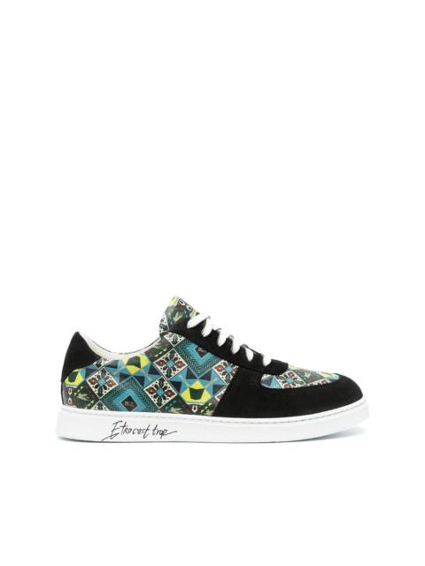 graphic-print leather sneakers