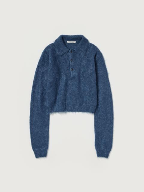 AURALEE BRUSHED SUPER KID MOHAIR KNIT POLO
