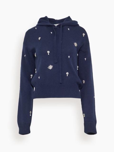 SIMKHAI Karmen Embellished Hooded Top in Midnight
