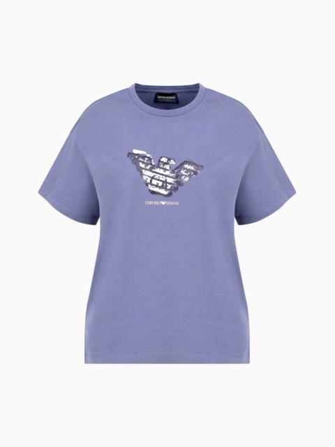 EMPORIO ARMANI JERSEY T-SHIRT WITH DEVORÉ LOGO