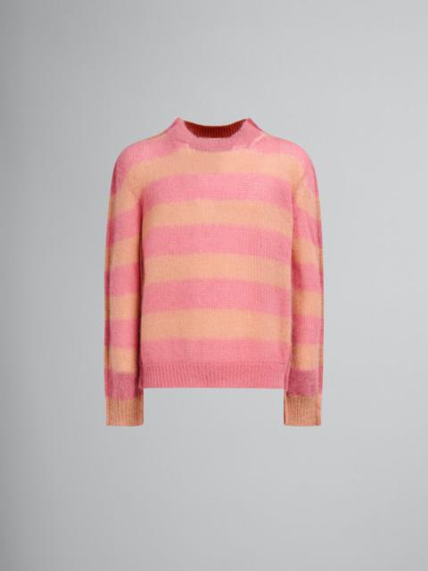 Marni PEACH MOHAIR AND WOOL JUMPER WITH MIXED STRIPES