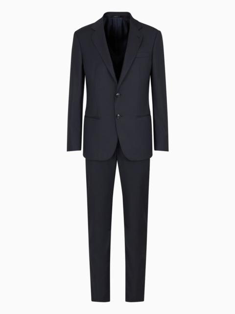 Soho line single-breasted suit in a virgin wool canneté-effect jacquard weave