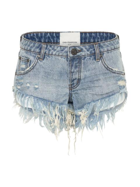 ONE TEASPOON Dukes Low Waist Mini Denim Shorts - Salty Dog