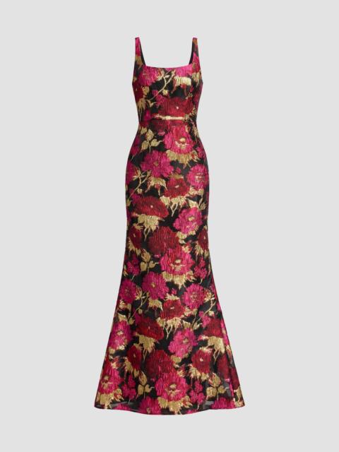 Dress The Population Women's Lorena Brocade Mermaid Gown - Fuchsia Multi