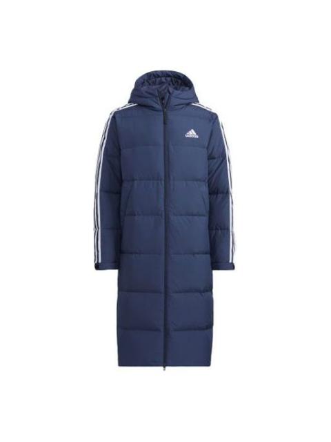 adidas Terrex 3st Long Coat Outdoor Sports Mid-Length Stay Warm Hooded Down Jacket Blue H20763