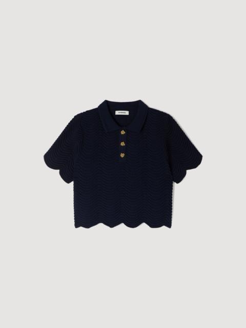 Sandro DECORATIVE KNIT POLO-NECK SWEATER