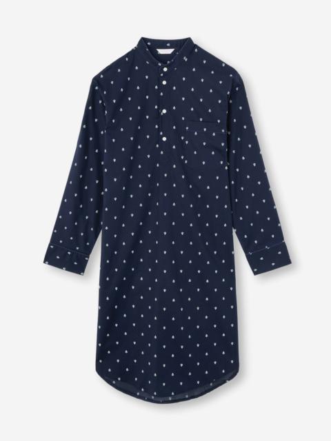 Derek Rose Men's Nightshirt Cotton Batiste Navy Paisley Motif