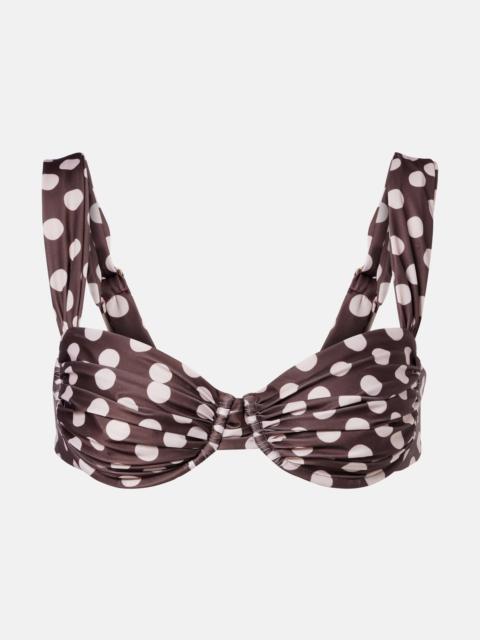 FAITHFULL Sol gathered polka-dot bikini top