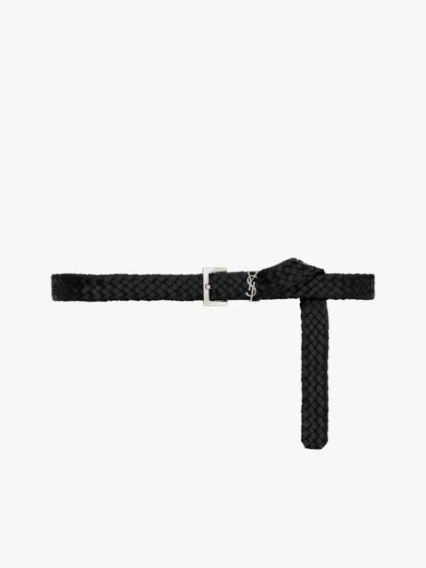 SAINT LAURENT cassandre belt in woven vegetable-tanned leather