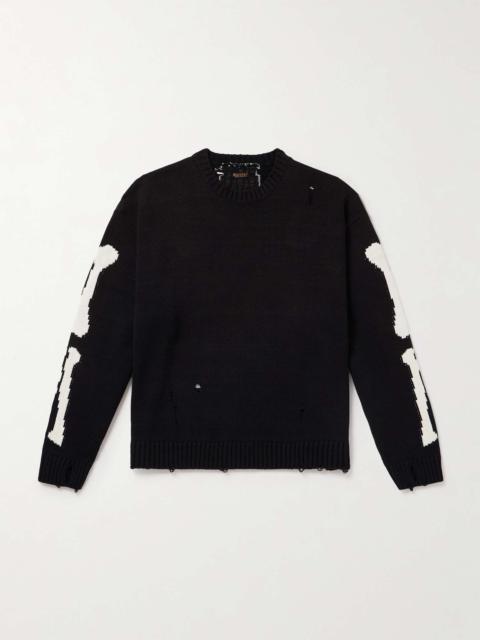5G Distressed Intarsia Cotton-Blend Sweater