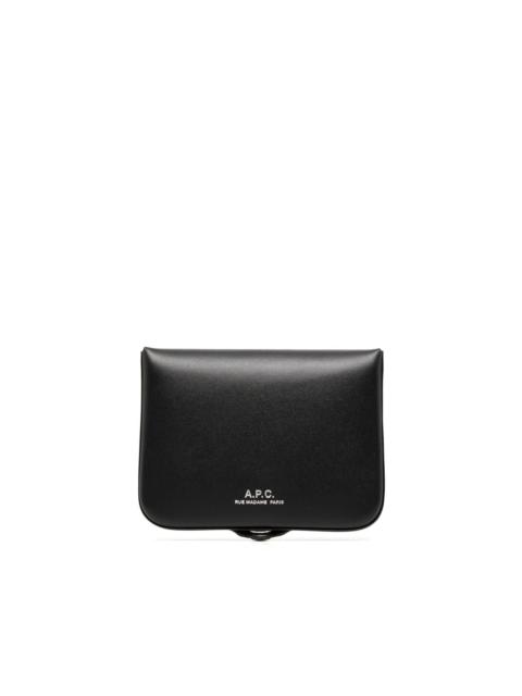 snap-fastening leather wallet