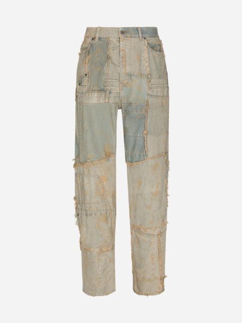 Dolce & Gabbana Straight-leg patchwork denim jeans