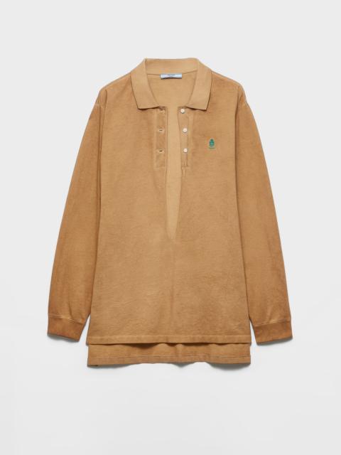 Prada Long-sleeved cotton piqué polo shirt