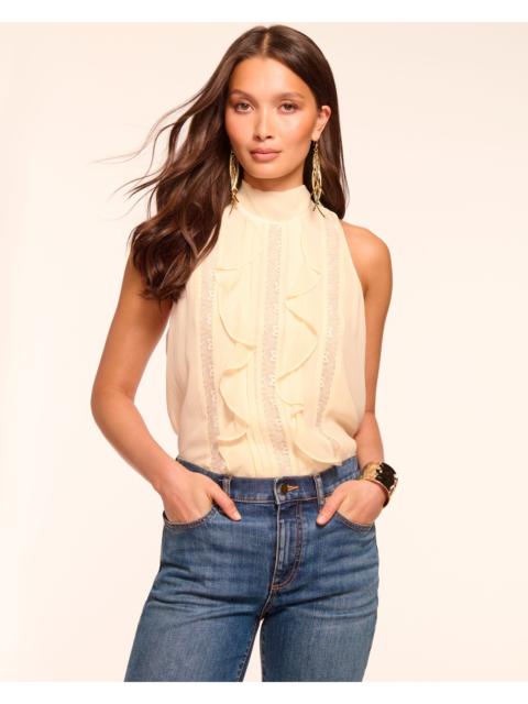 RAMY BROOK Christine Silk Chiffon High Neck Sleeveless Top