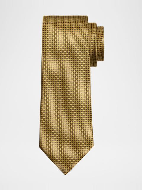 ZEGNA Men's Micro-Geometric Jacquard Silk Tie