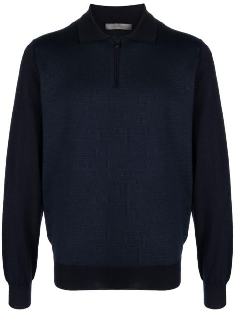 CORNELIANI half-zip virgin wool polo shirt