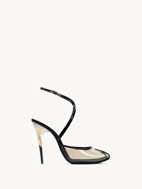 SAINT LAURENT MICHELLE SANDALS IN TPU AND PATENT LEATHER