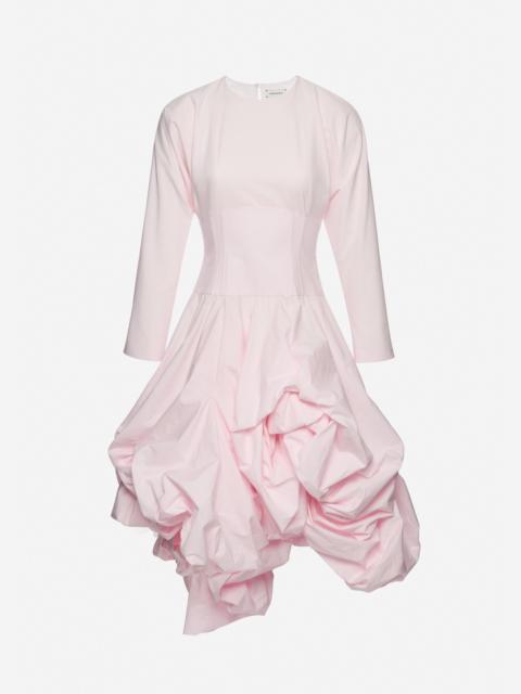 MAGDA BUTRYM Long-sleeve cotton midi dress with adjustable skirt in pink