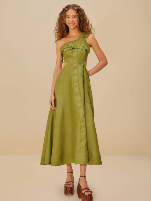 FARM RIO Green Palm Tree Euroflax™ Premium Linen Maxi Dress