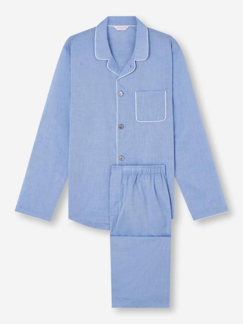 Derek Rose Men's Modern Fit Pyjamas Amalfi Cotton Batiste Blue