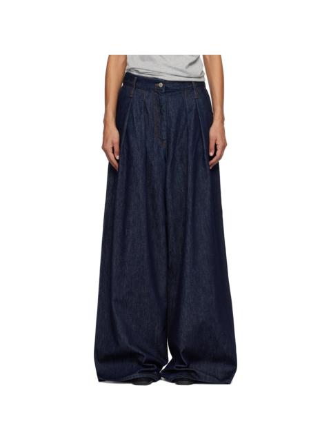 Dries Van Noten Blue Wide Pleated Jeans