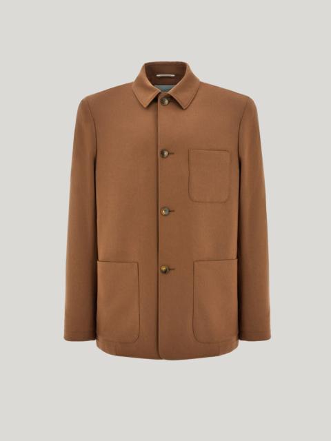 Canali SAND-COLORED WOOL FLANNEL RELAXED-FIT SHIRT JACKET