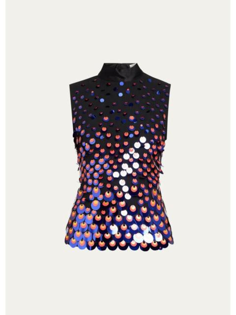 CHRISTOPHER JOHN ROGERS Degrade Embellished Silk Plisse Tank Top