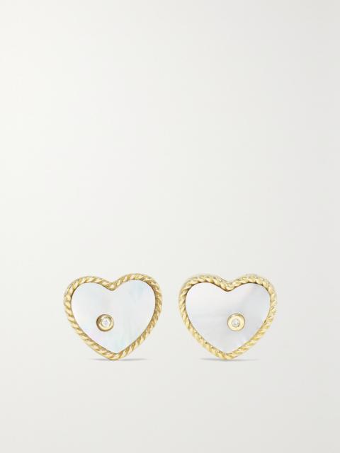 Yvonne Léon 9-karat gold, mother-of-pearl and diamond earrings White