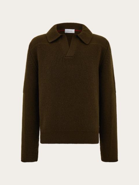 FERRAGAMO Knitted sweater with polo collar