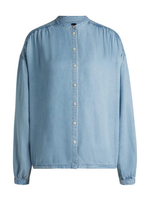 BOSS RELAXED-FIT BLOUSE IN DENIM-LOOK FABRIC