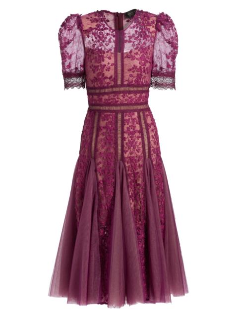 BRONX BANCO Women's Megan Lace & Tulle Midi-Dress - Burgundy