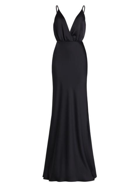 RAMY BROOK Women's Vick V-Neck Satin Gown - Black