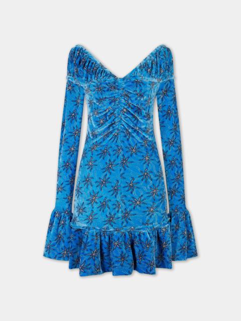 Paco Rabanne SHORT BLUE VELVET DRESS