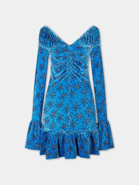 rabanne SHORT BLUE VELVET DRESS