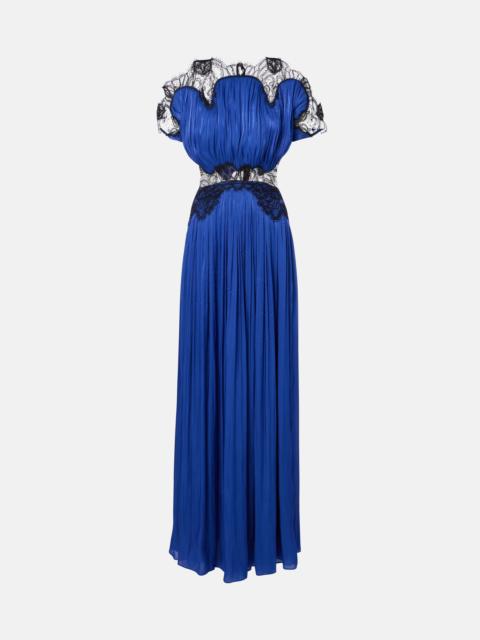 COSTARELLOS Lace-trimmed velvet gown