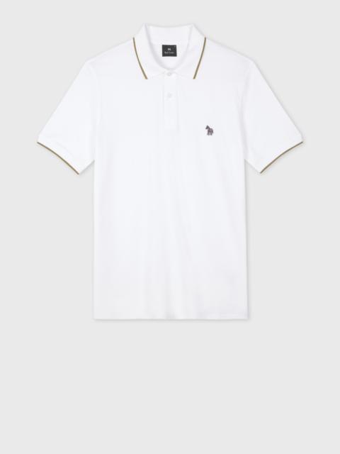 Paul Smith White Zebra Logo Polo Shirt With Contrast Tipping