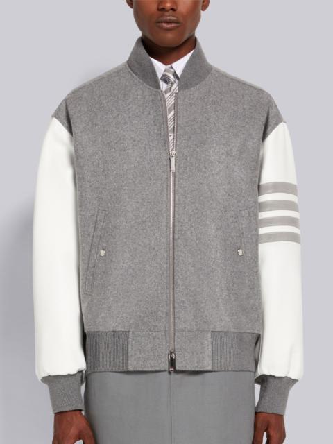 Medium Grey Melton Wool 4-Bar Oversized Blouson Jacket
