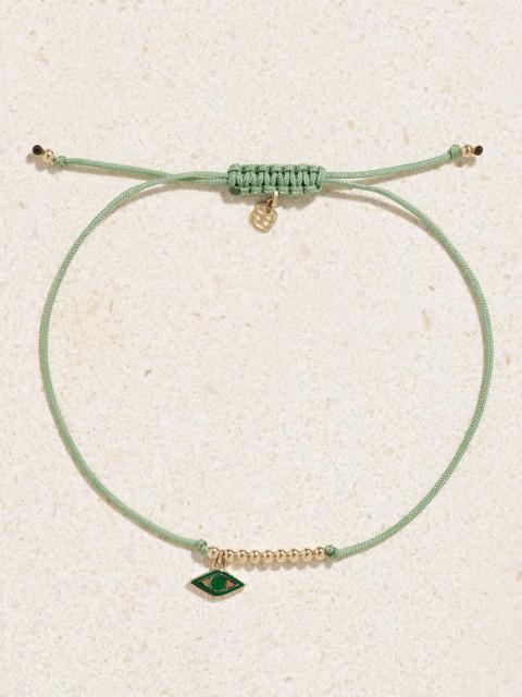 SYDNEY EVAN Evil Eye 14-karat gold, cord and enamel bracelet Gold