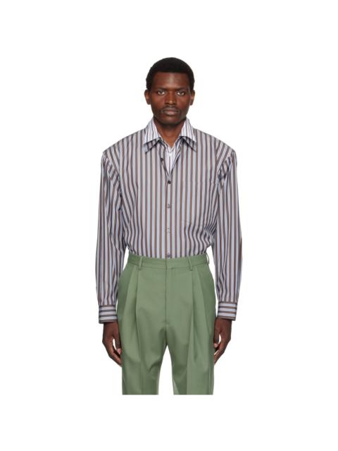 Dries Van Noten Brown Double-Layer Cotton Shirt