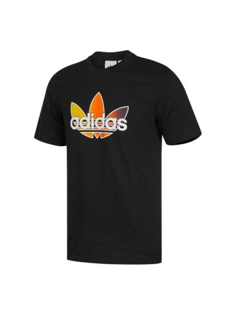 adidas adidas originals Sprt Graphic Gradient Logo logo Sports Round Neck Short Sleeve Black GN2441